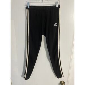 Adidas leggings women’s size M black white stripes athleisure comfy casual